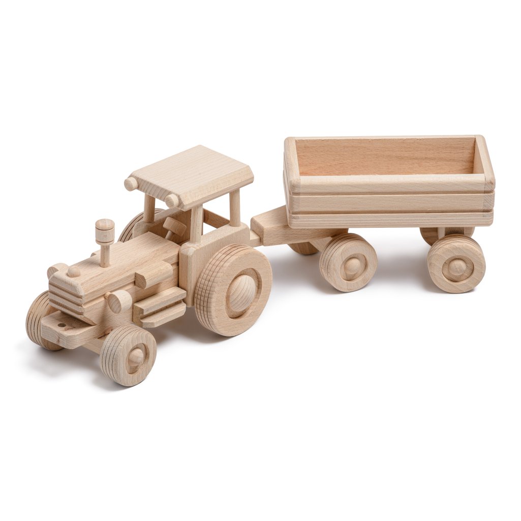 Handmade Large Wooden Tructor Toy With Trailer - Toys & Games - The Present King