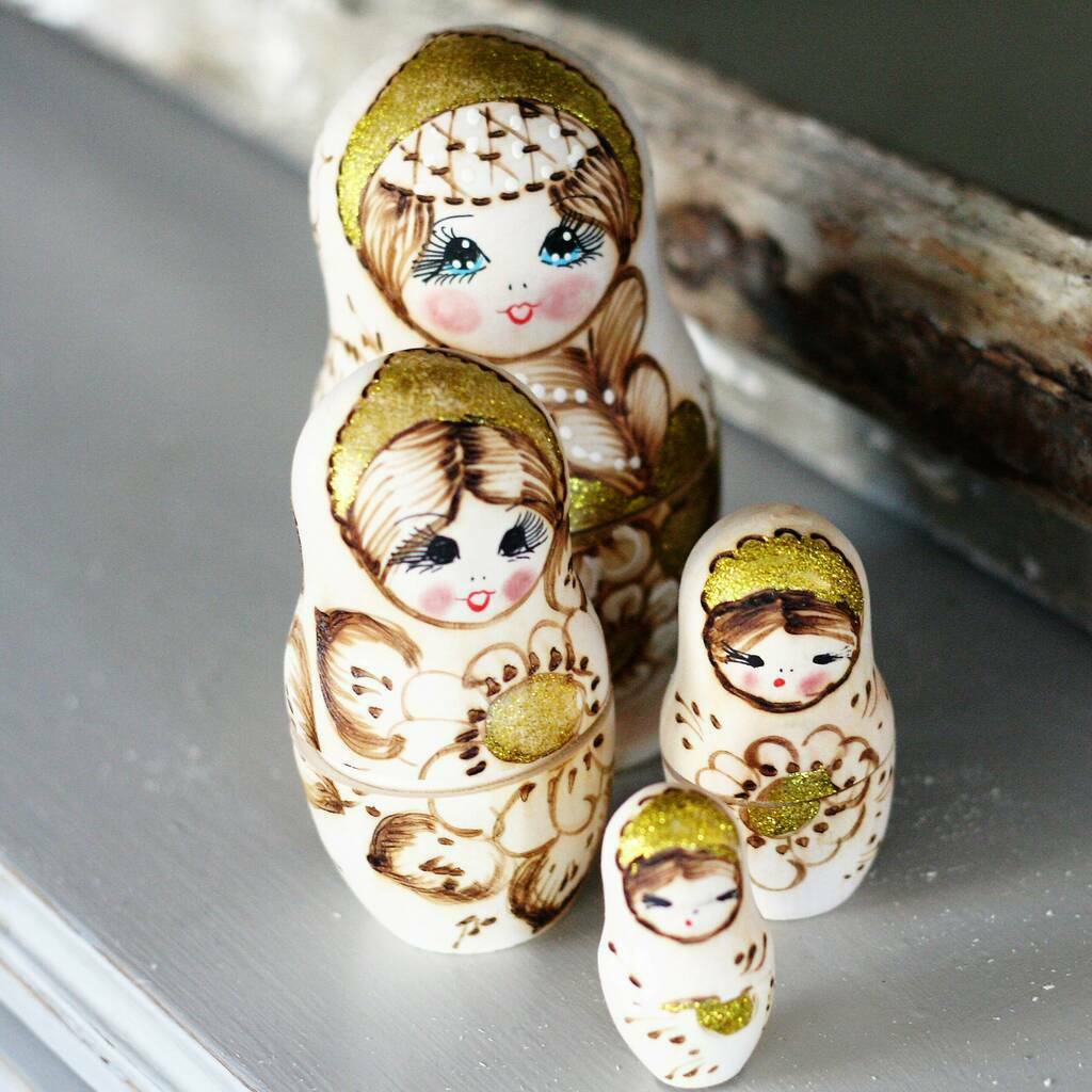 Handmade Russian Nesting Dolls Gold, Gold - Toys & Games - The Present King