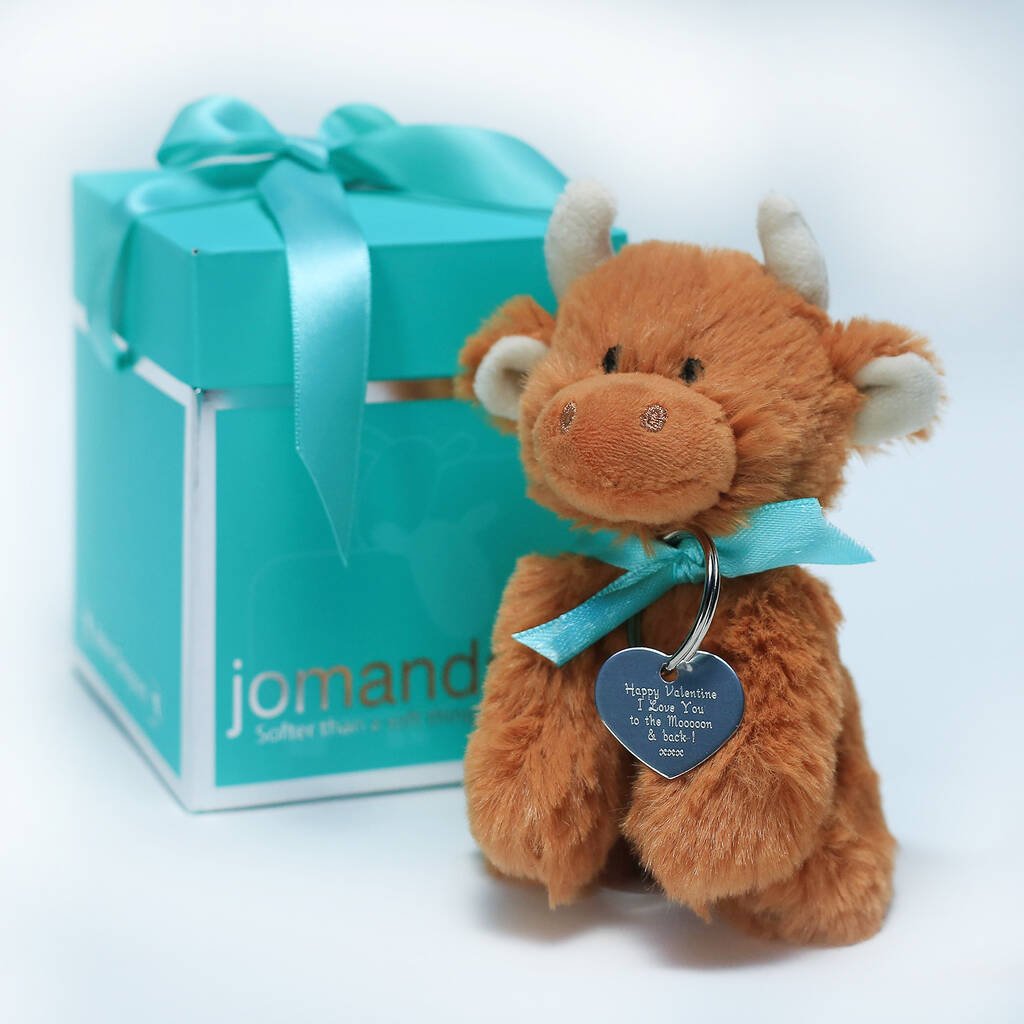 Highland Brown Cow With Choice Of Engraved Tag, Brown - Toys & Games - The Present King