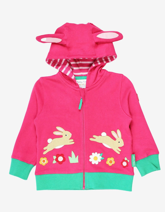 Organic Leaping Bunny Applique Hoodie