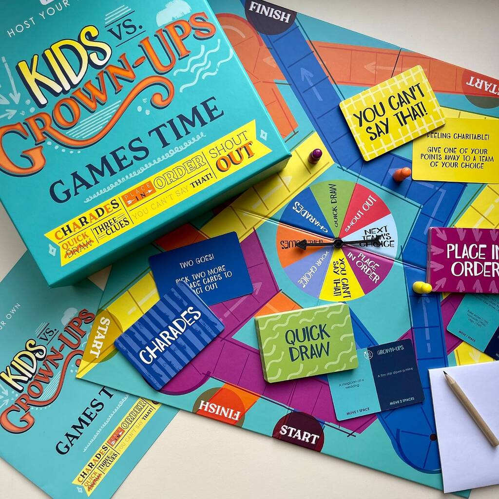 Host Your Own Kids Vs Grown Ups Party Board Game, Turquoise - Toys & Games - The Present King