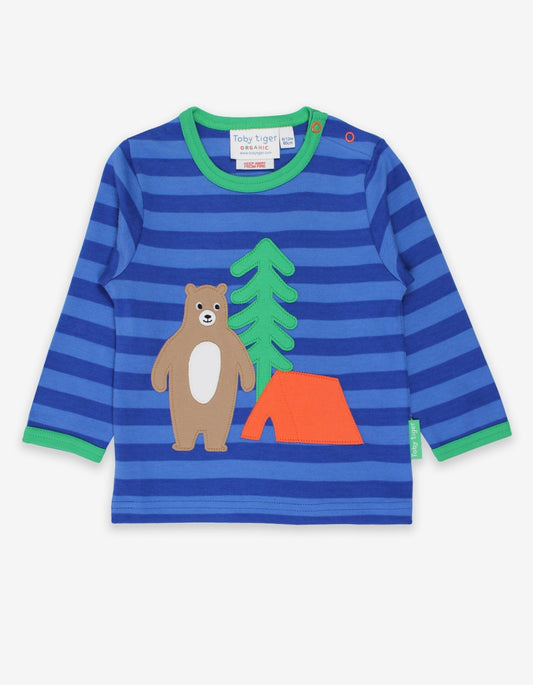 Organic Camping Bear Applique T-Shirt