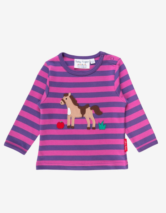 Organic Horse Applique Long-Sleeved T-Shirt