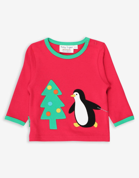 Organic Penguins' Christmas Applique T-Shirt