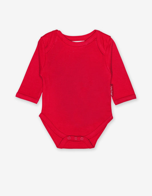 Organic Red Basic Long-Sleeved Baby Body