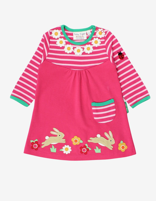 Organic Leaping Bunny Applique T-Shirt Dress