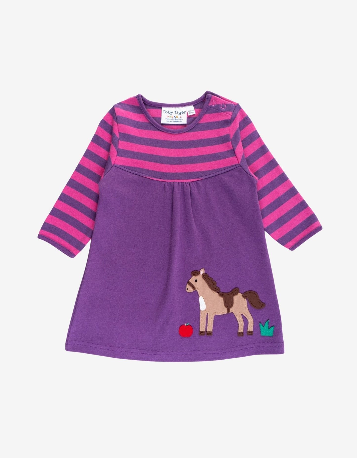 Organic Horse Applique Long-Sleeved Dress