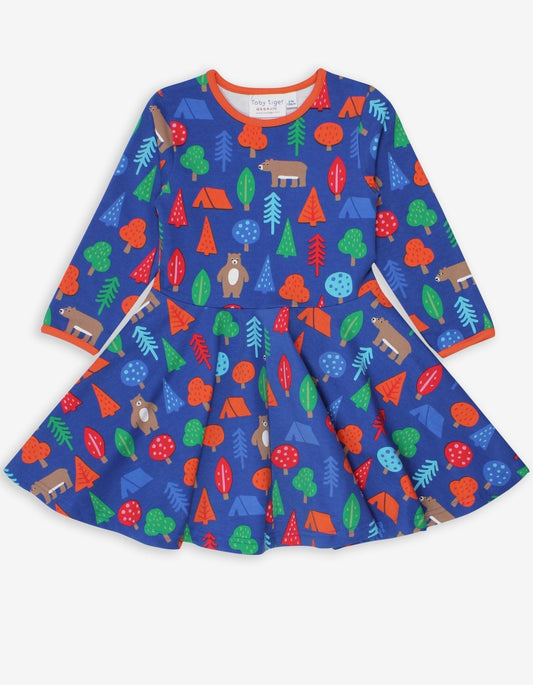 Organic Camping Bear Print Skater Dress