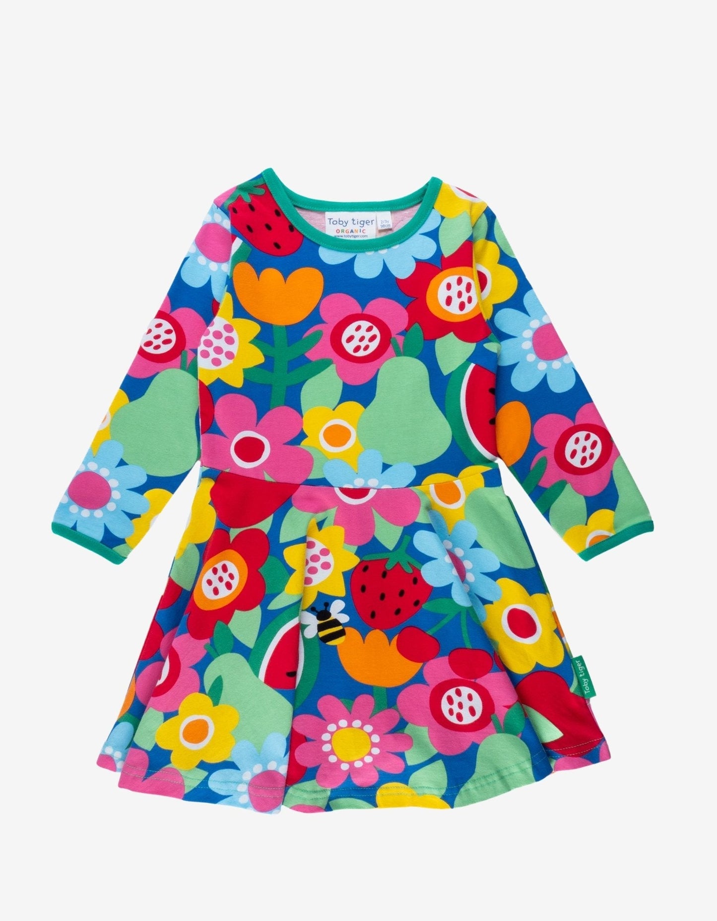 Organic Fruit Flower Print Skater Dress