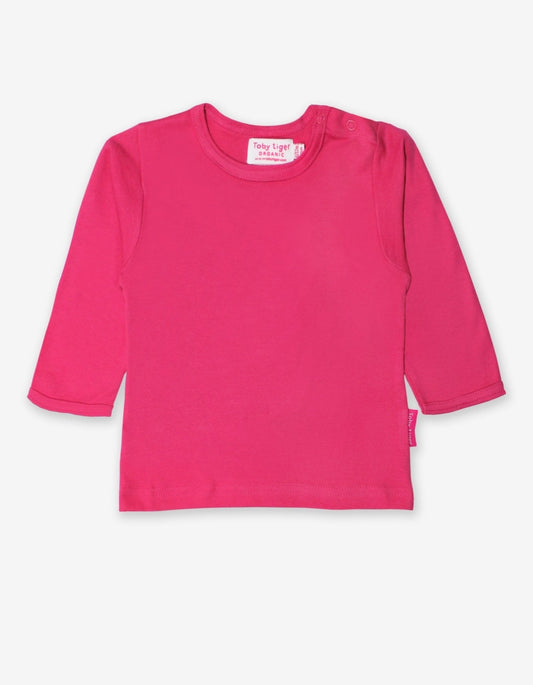 Organic Pink Basic Long-Sleeved T-Shirt