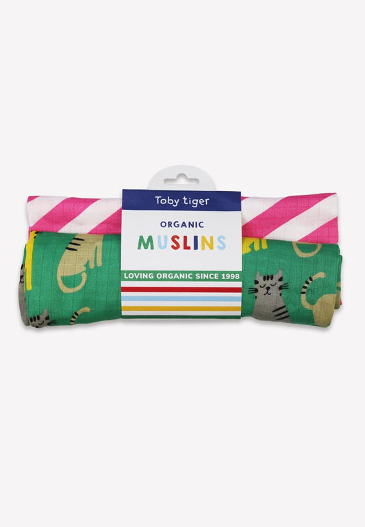 Organic Kitten Print Muslin 2-Pack