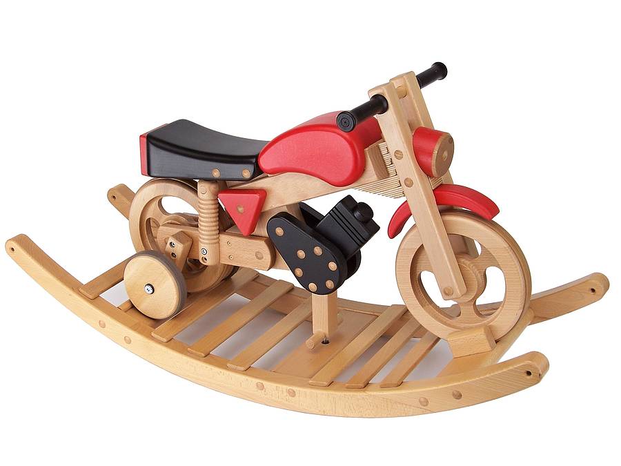 Wooden Rocking And Ride On Trainer Bike, Natural