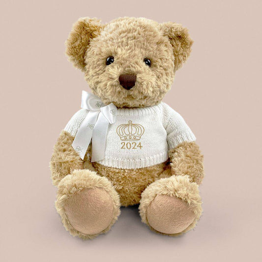 Bernard Year Bear With Crown Or Tiara Embroidery, Brown