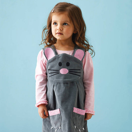 Girls Mouse Dress, Grey