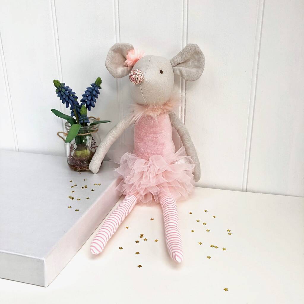 Ballerina Mouse Soft Toy, Pink