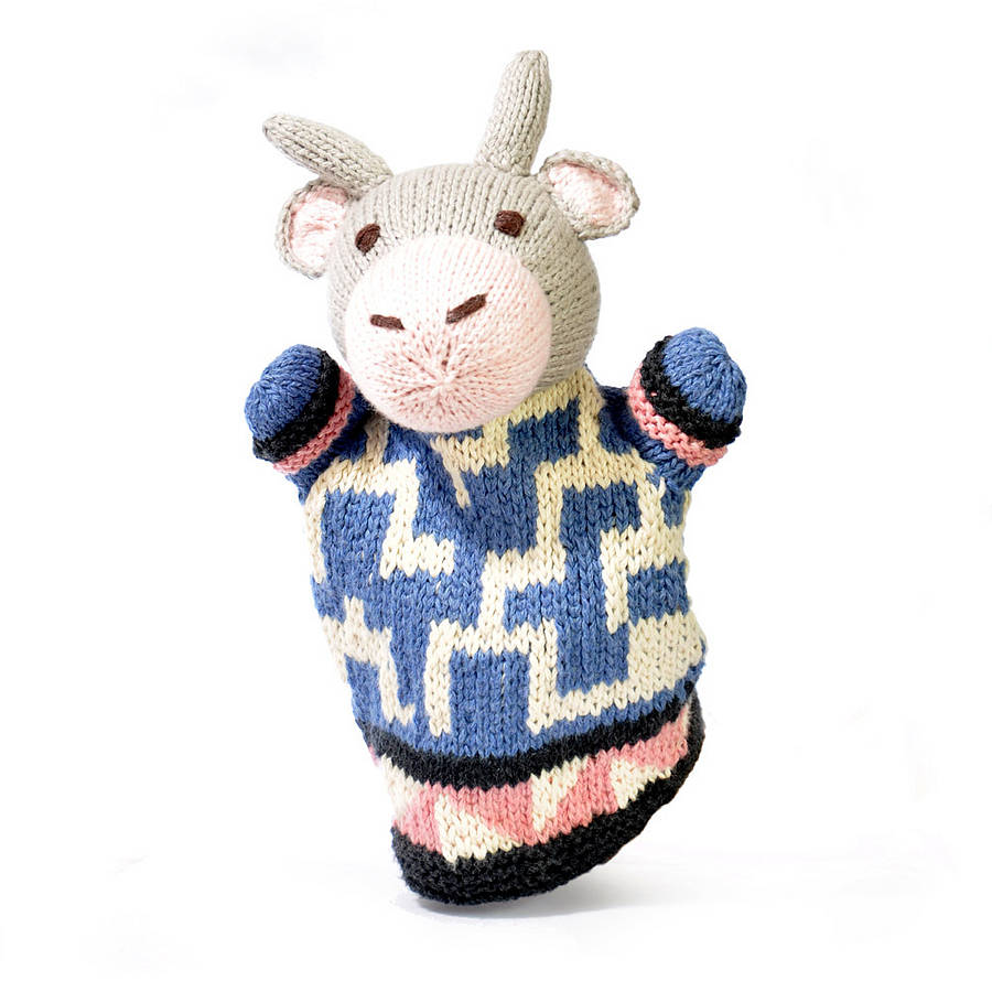 Hand Knitted Organic Cotton Buffalo Puppet