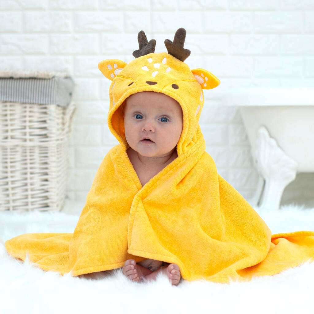 Personalised Buttercup The Deer Baby Towel, Yellow