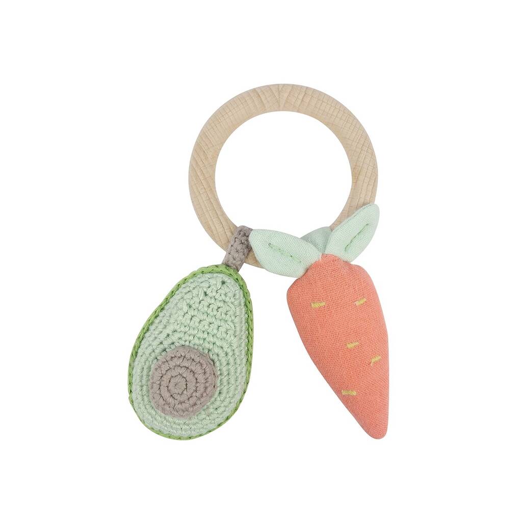 Carrot Avocado Rattle Teether Toy