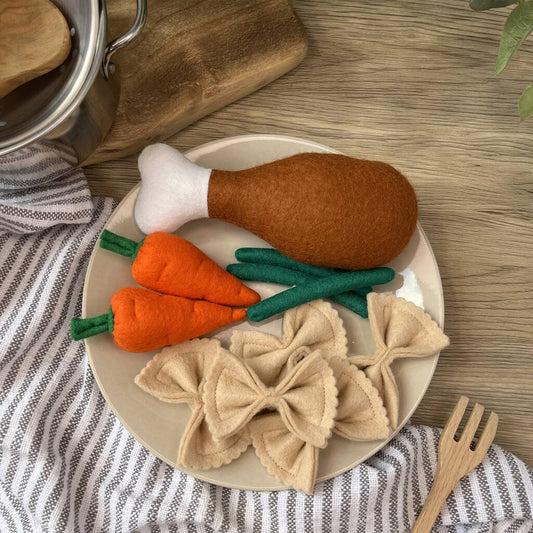 Felt Food Chicken Pasta Dinner Play Set