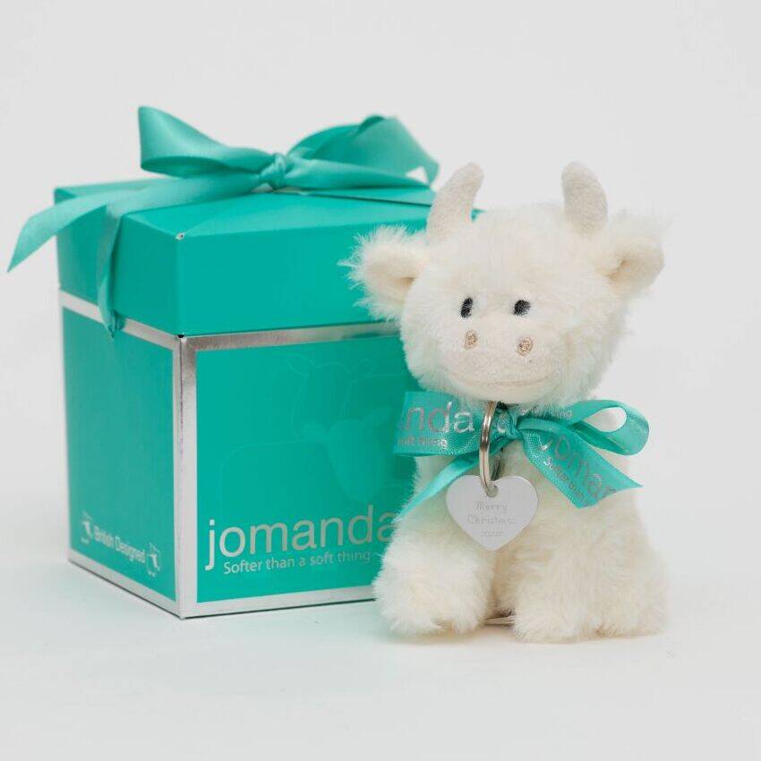 Christmas Mini Highland Cream Coo Cow, Gift Boxed, Cream