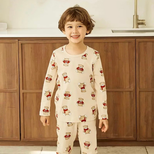 Christmas Pyjamas, Brown/Cream