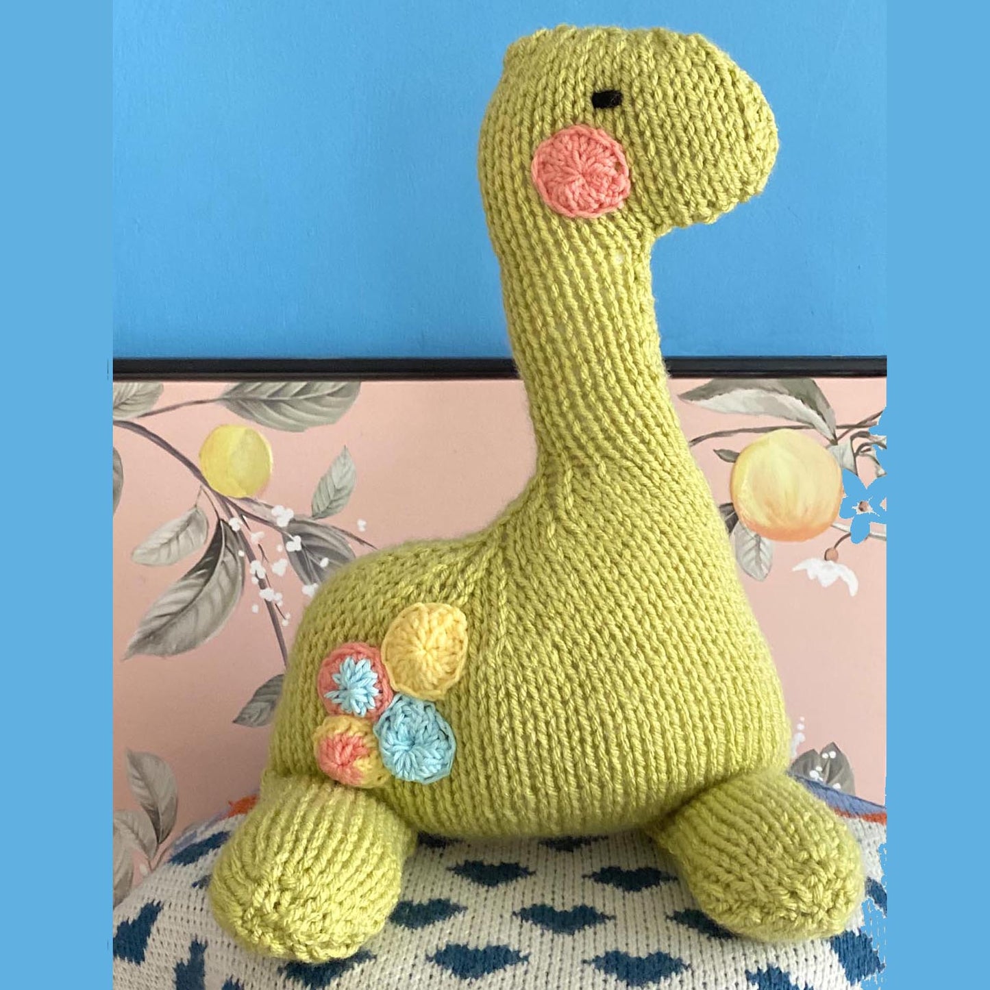 Cuddly Diplodocus Dinosaur Knitting Pattern, Green