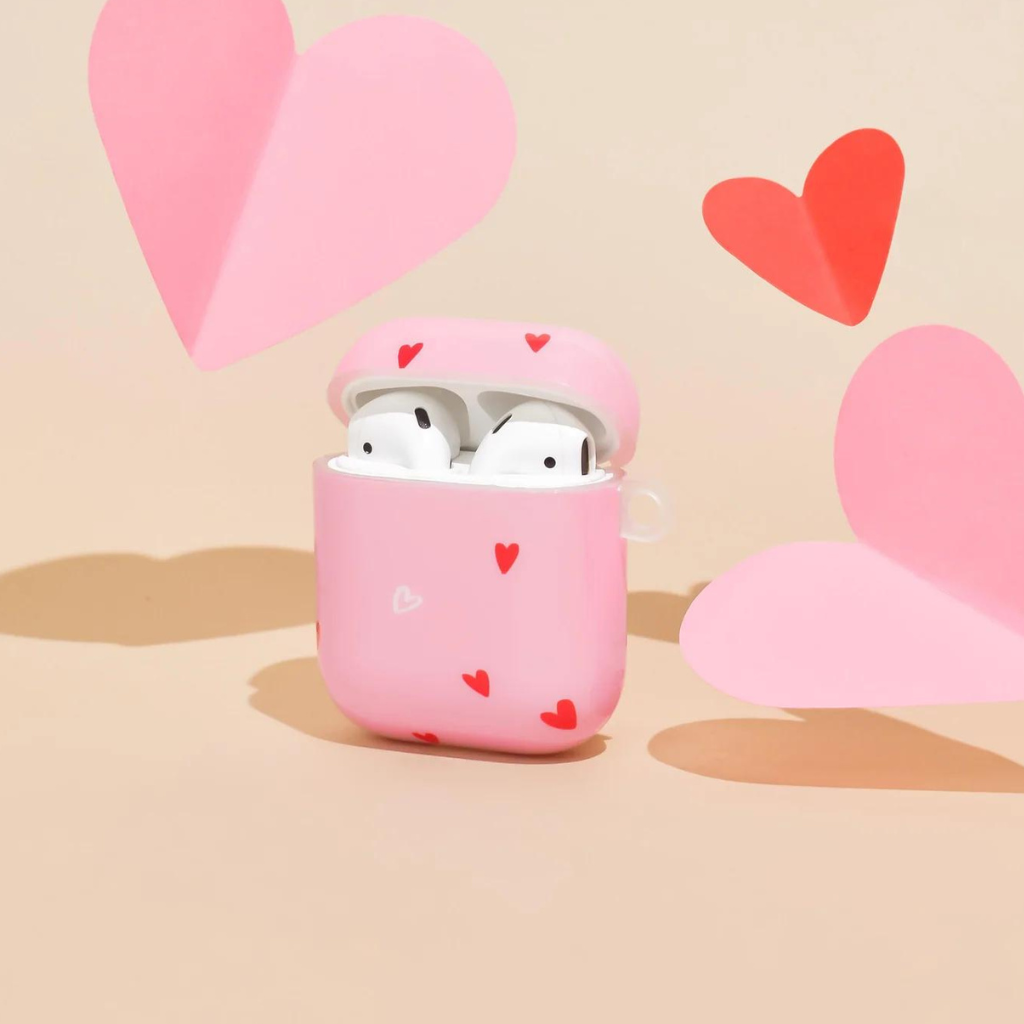 Cute Hearts Airpods Case Airpods One And Two, Pink