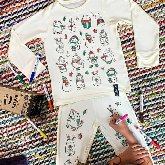 Cutesy Christmas Colour In Pyjamas With Fabric Pens