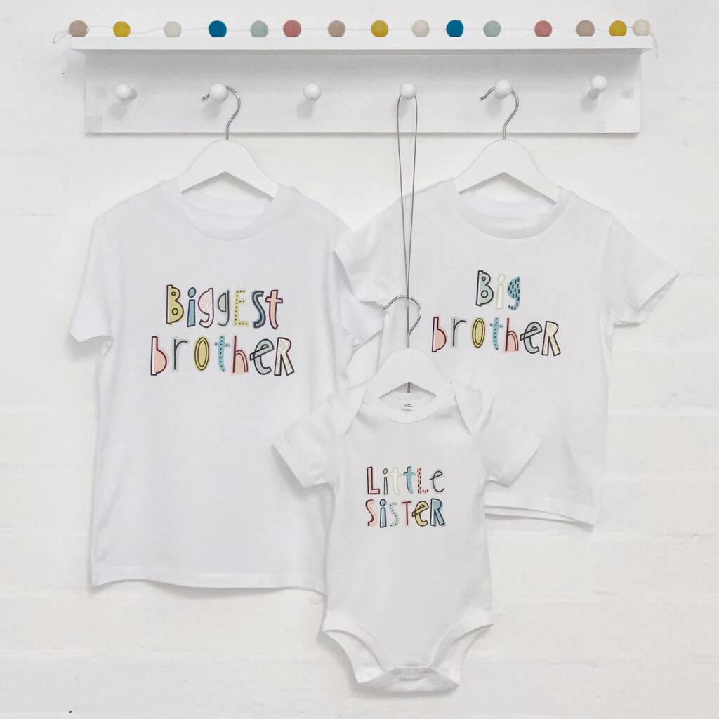 Dots And Dashes Brother Sister Set Of Three T Shirt Set