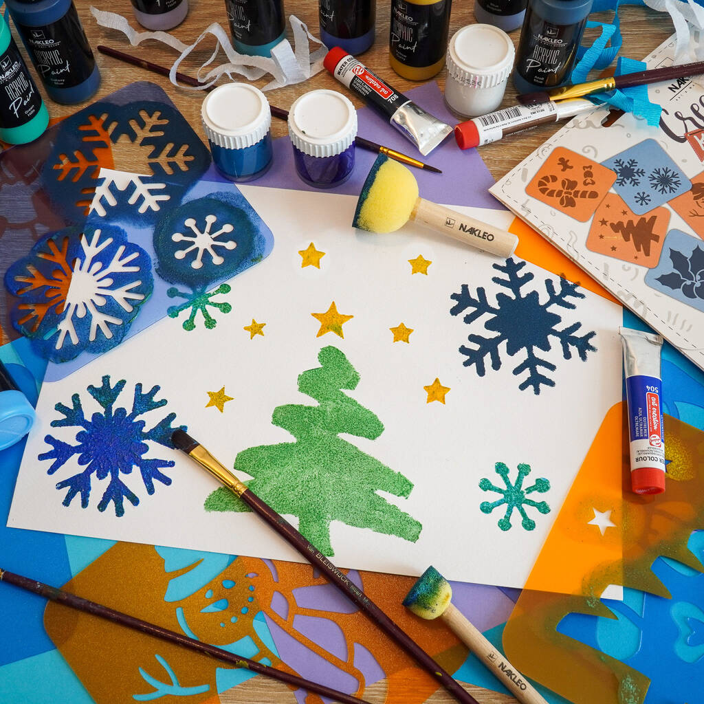 Drawing Stencils For Kids Christmas With Brushes