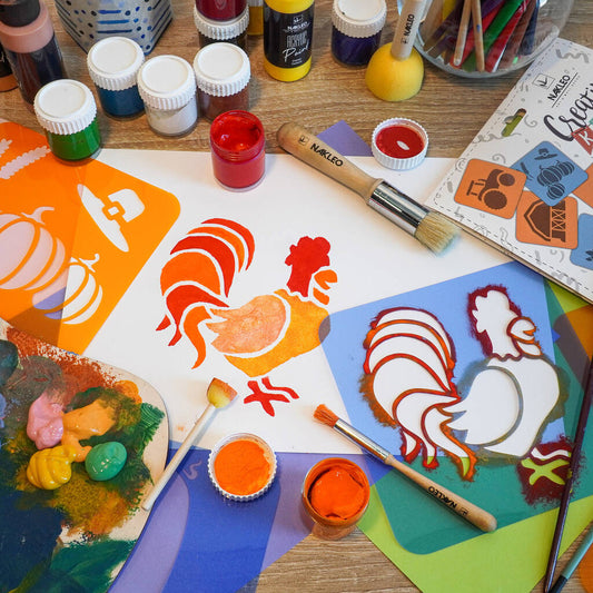 Drawing Stencils For Kids Farm Animals With Brushes