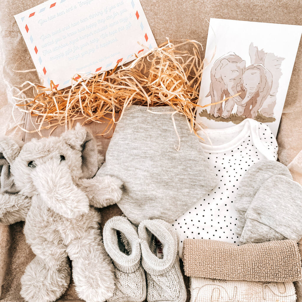 Elephant Baby Gift Box - Grey, Pink Or Blue, Grey