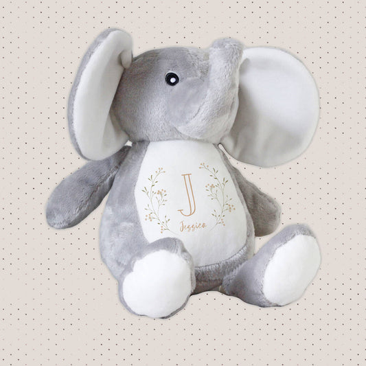 Elephant Plush Personalised Toy, Grey