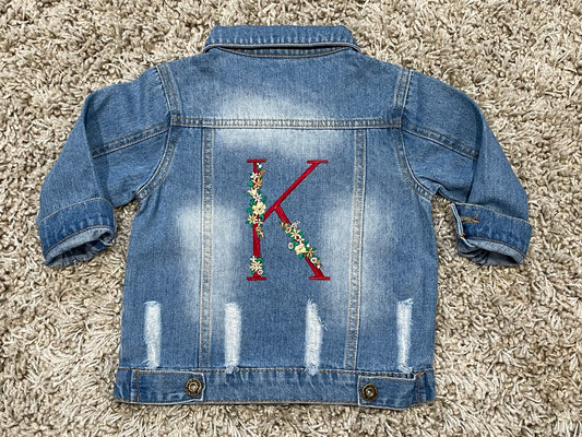 Embroidered Initial Baby/Toddler Denim Jacket, Blue