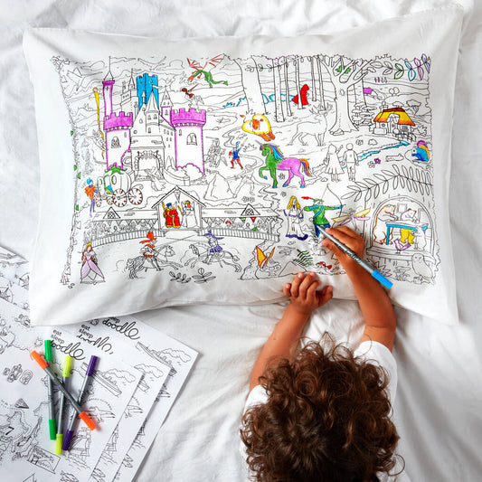 Fairytale Pillowcase Kit + 10 Pens, Colour In And Learn, Natural