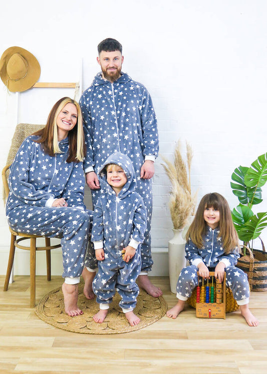 Family Matching Star Onesie In Super Soft Fleece, Grey