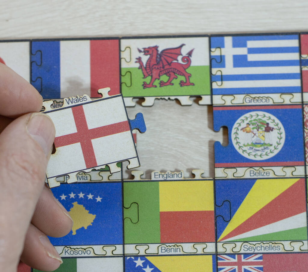 Flags Of The World Wooden Jigsaw Puzzle, Multi-Coloured