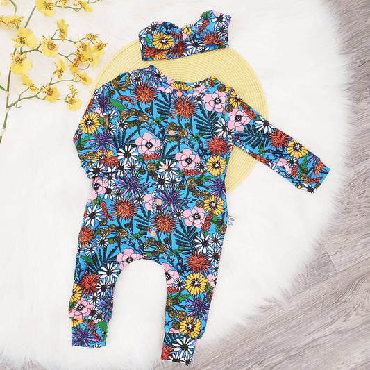 Floral Baby And Toddler Romper, Blue