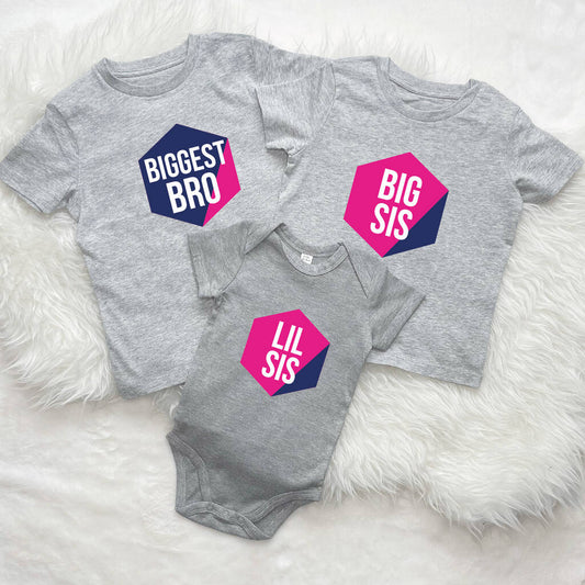 Geometric Biggest Big And Lil Sibling Set, Grey