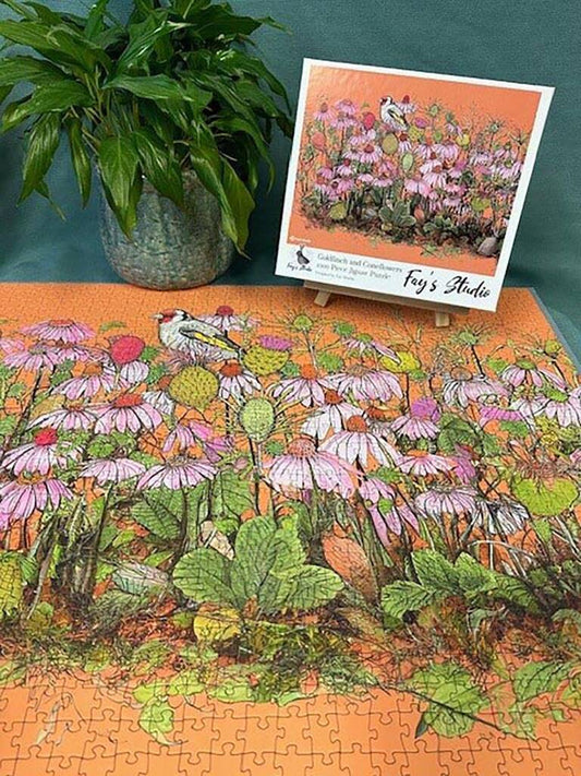 Goldfinch And Coneflowers' 1000 Piece Jigsaw Puzzle