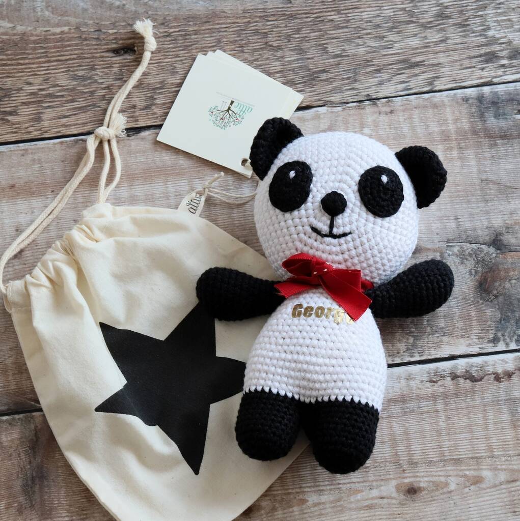 Handmade Personalised Panda Bear, Black