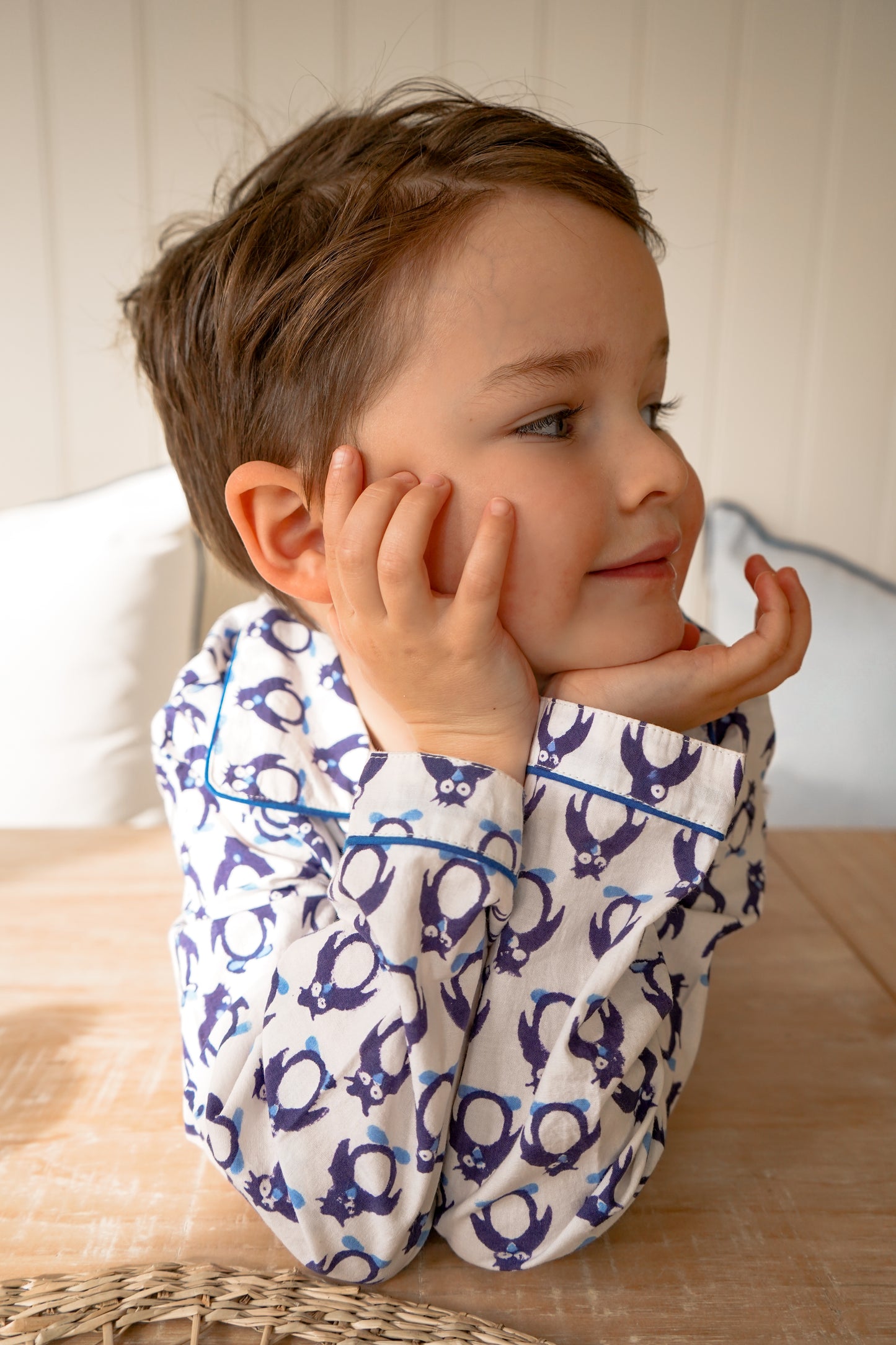 Hand Printed Penguin Children's Pyjamas