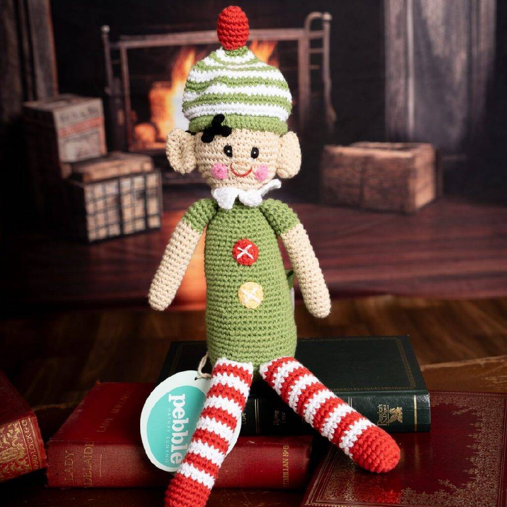 Handmade Large Doll Elf Fair Trade Toy, Green