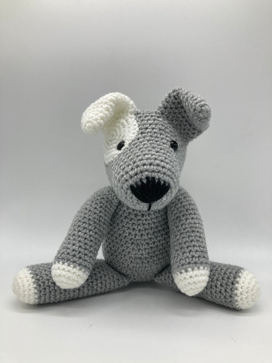 Handmade Puppy Dog Soft Toy, Grey