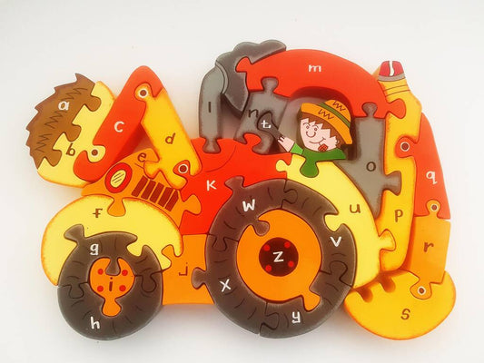 Handmade Wooden Alphabet Digger Puzzle