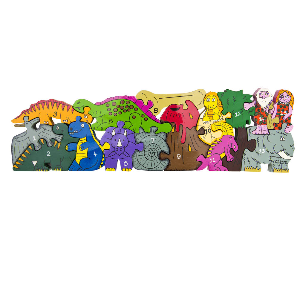 Handmade Wooden Dinosaur Number Jigsaw/Playset