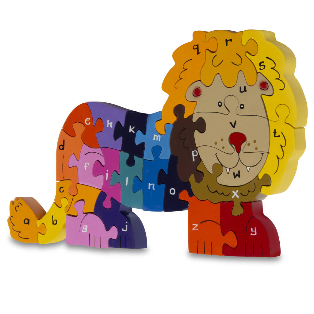 Handmade Wooden Lion Alphabet Jigsaw