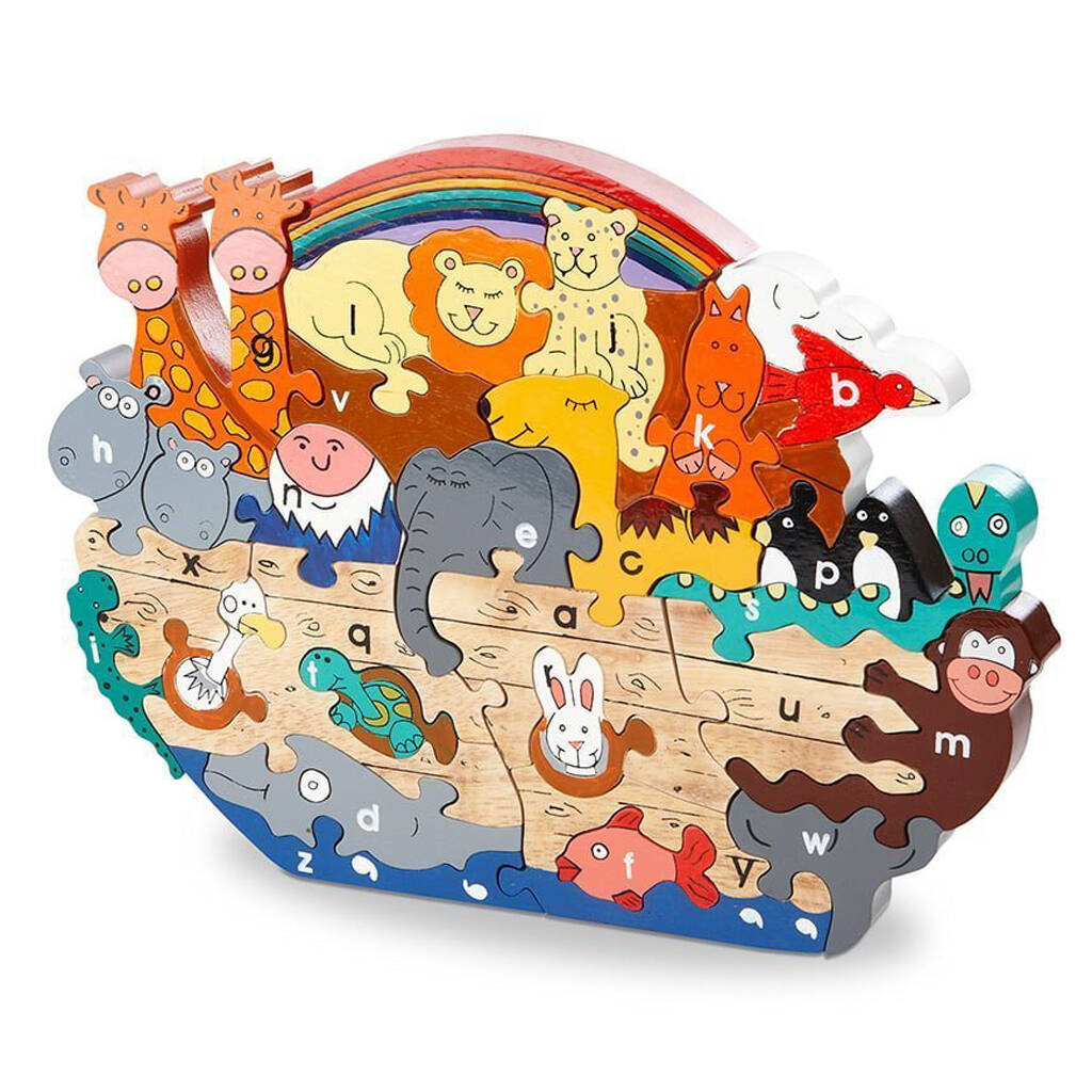 Handmade Wooden Noah's Ark Jigsaw, Multi-Coloured