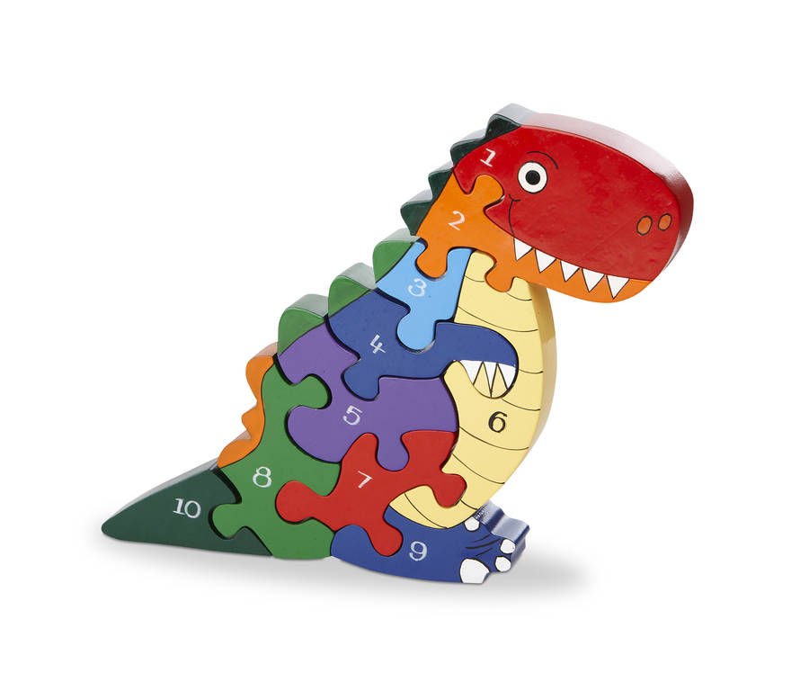 Handmade Wooden Number T Rex Dinosaur Puzzle