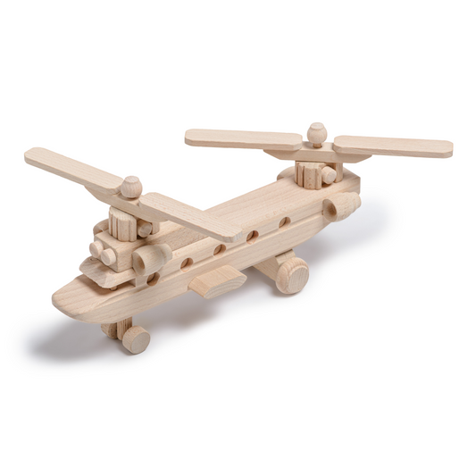 Handmade Wooden Two Propeller Helicopter Toy